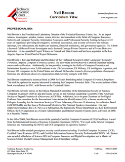CV for Neil Broom Expert Witness in Computer Forensics Investigations in Boise